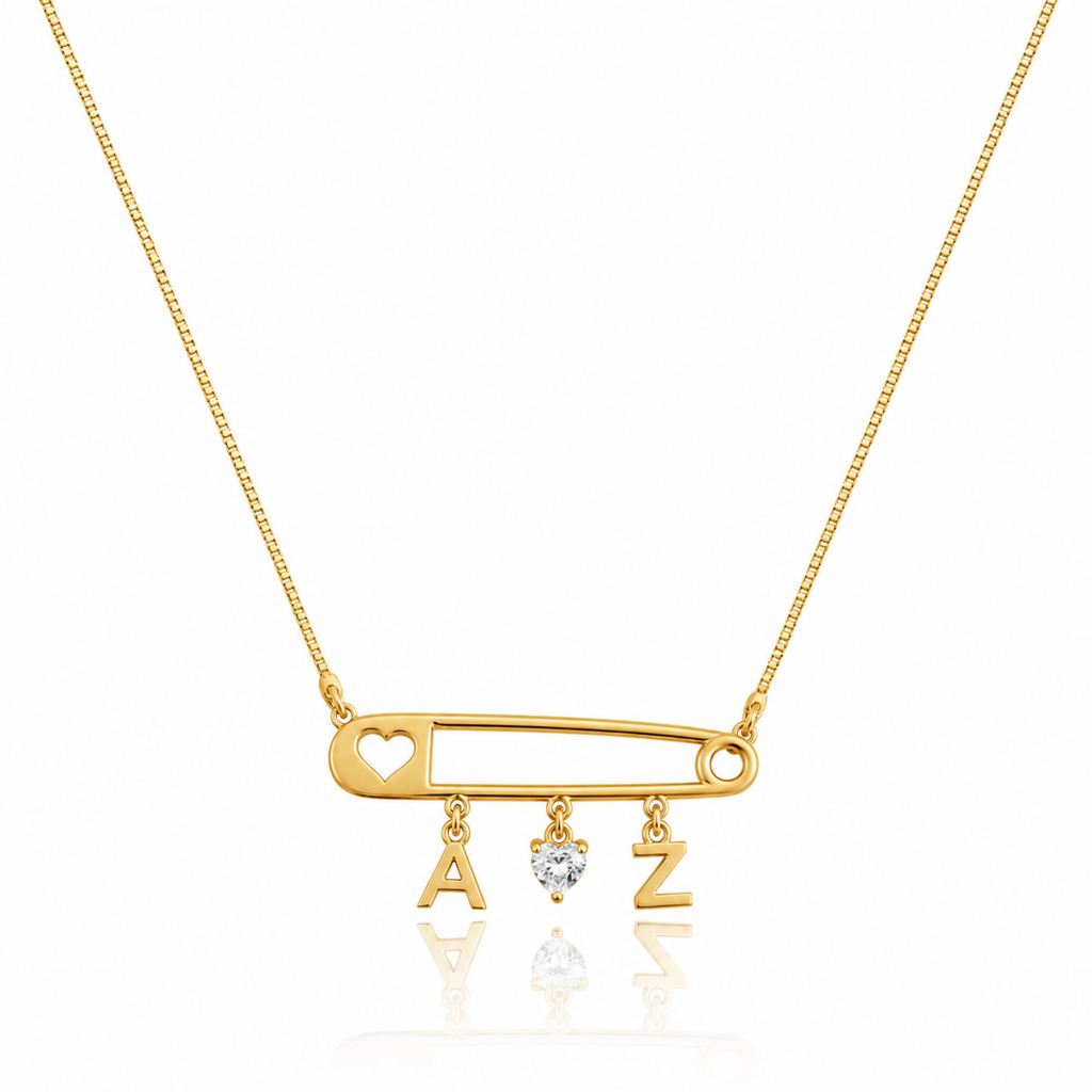 Golden Initial Pin Necklace