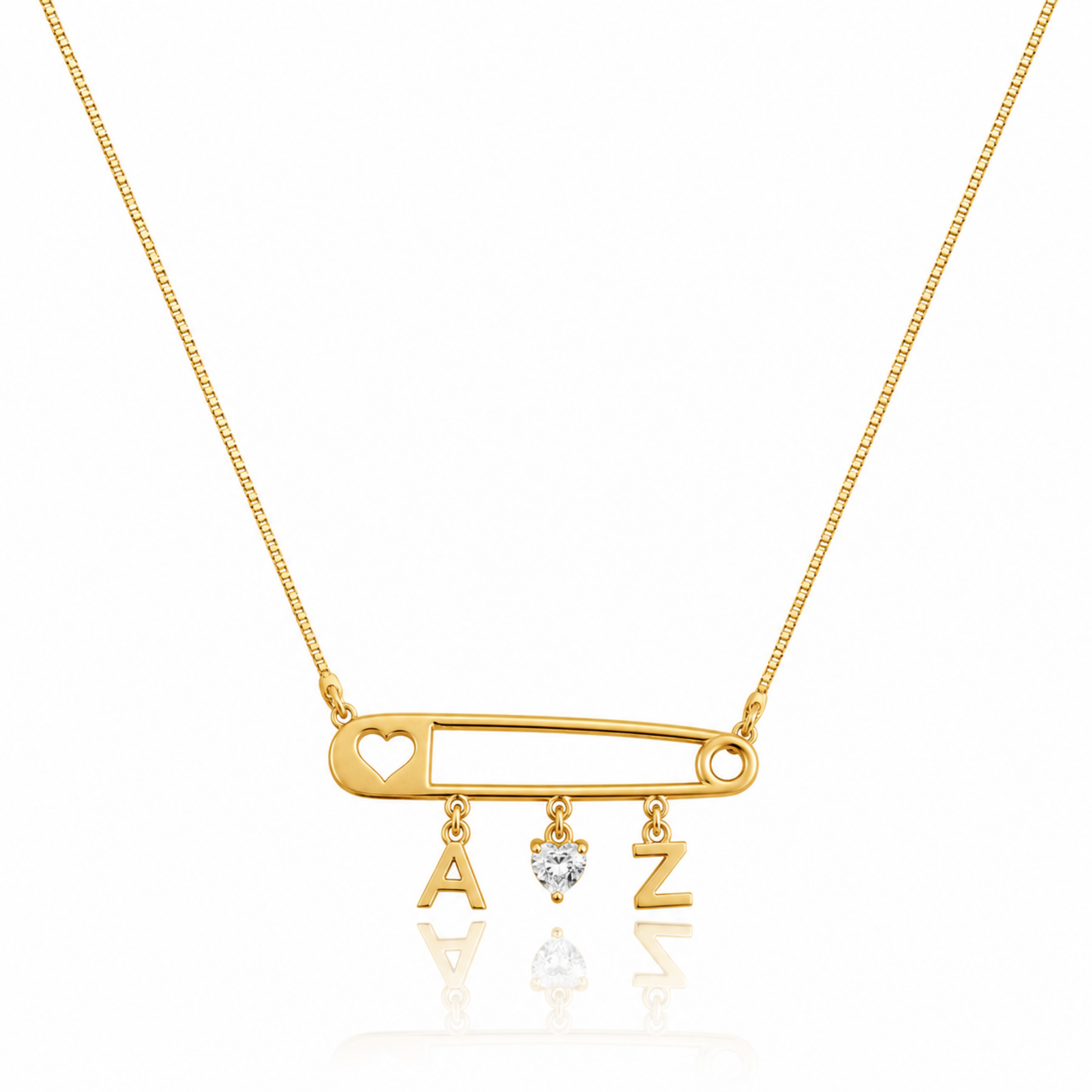 Golden Initial Pin Necklace