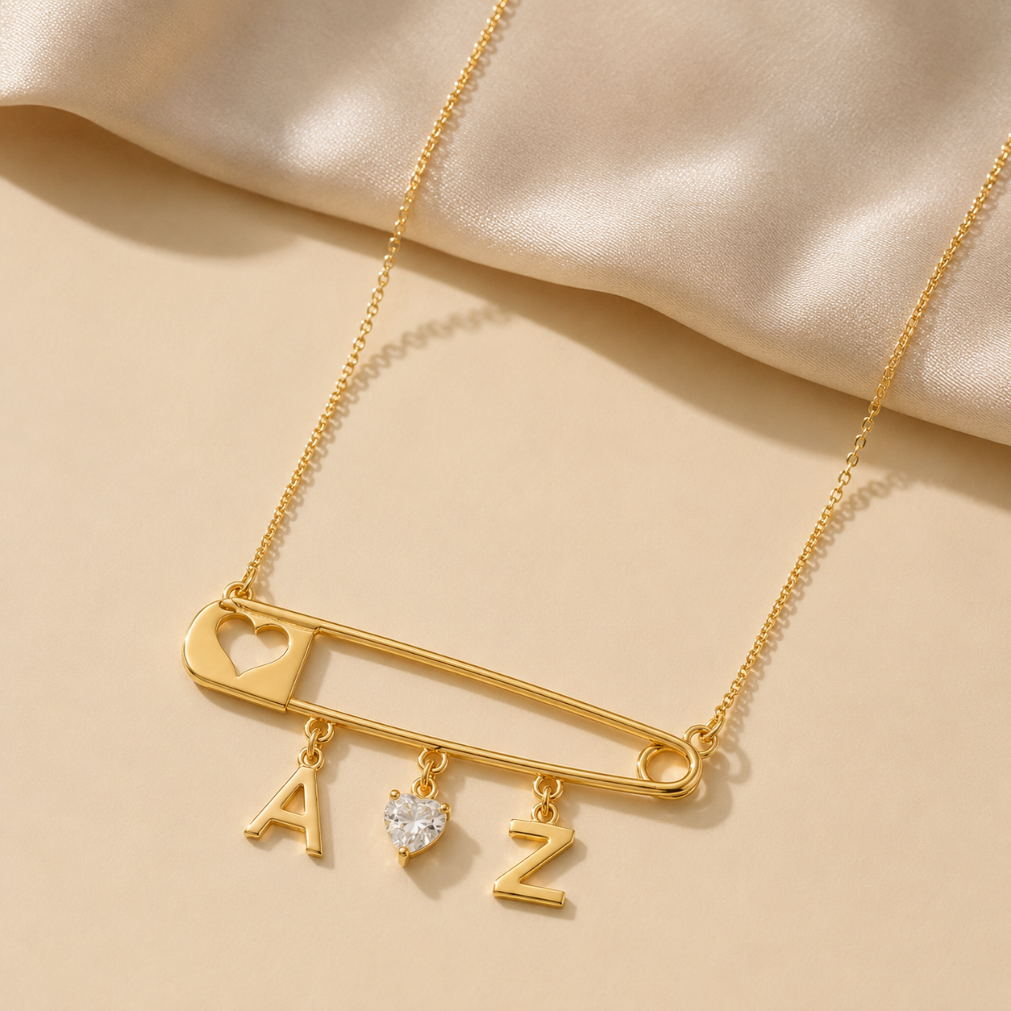 Golden Initial Pin Necklace
