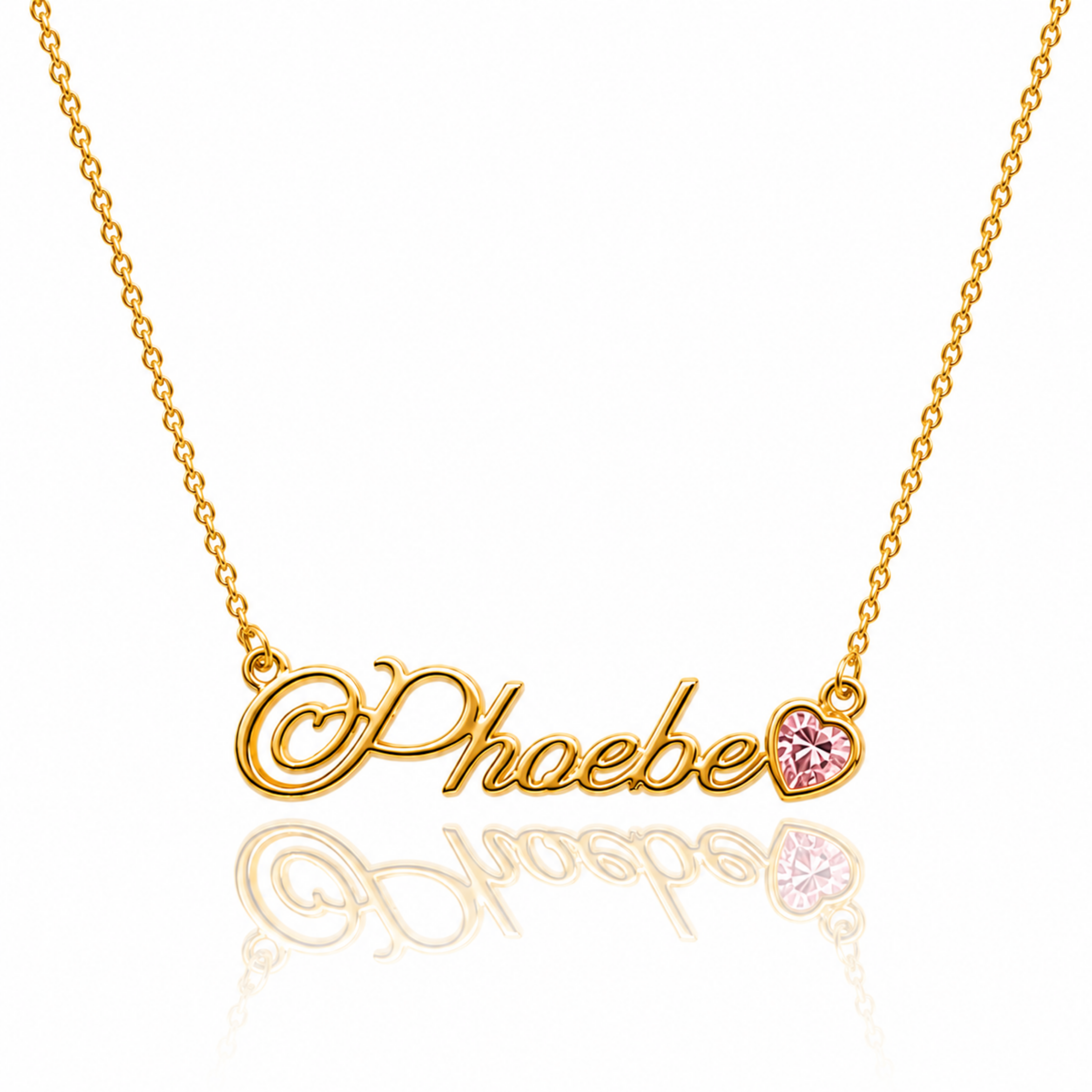 Name Necklace With Heart Stone
