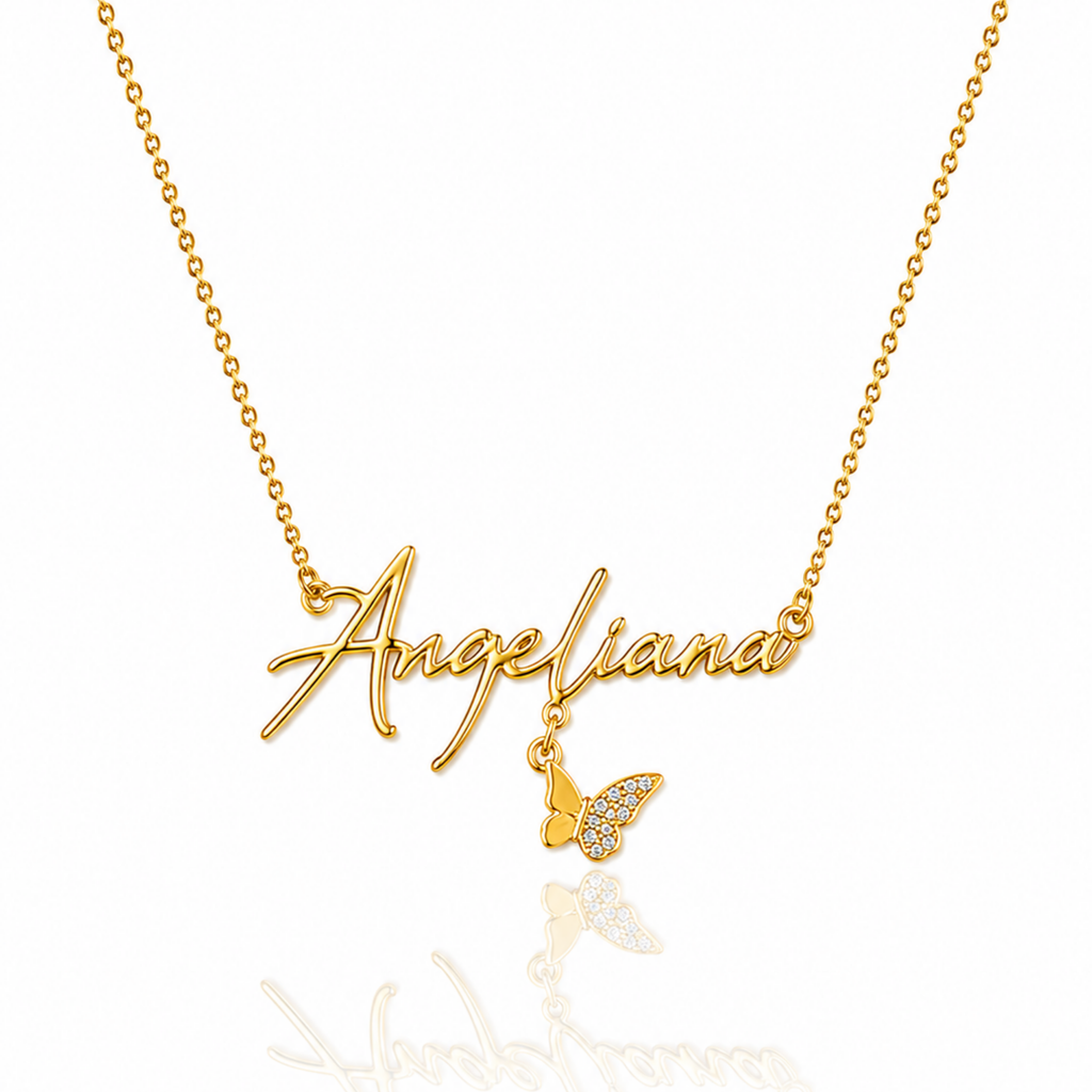 Name Necklace With Butterfly Charm