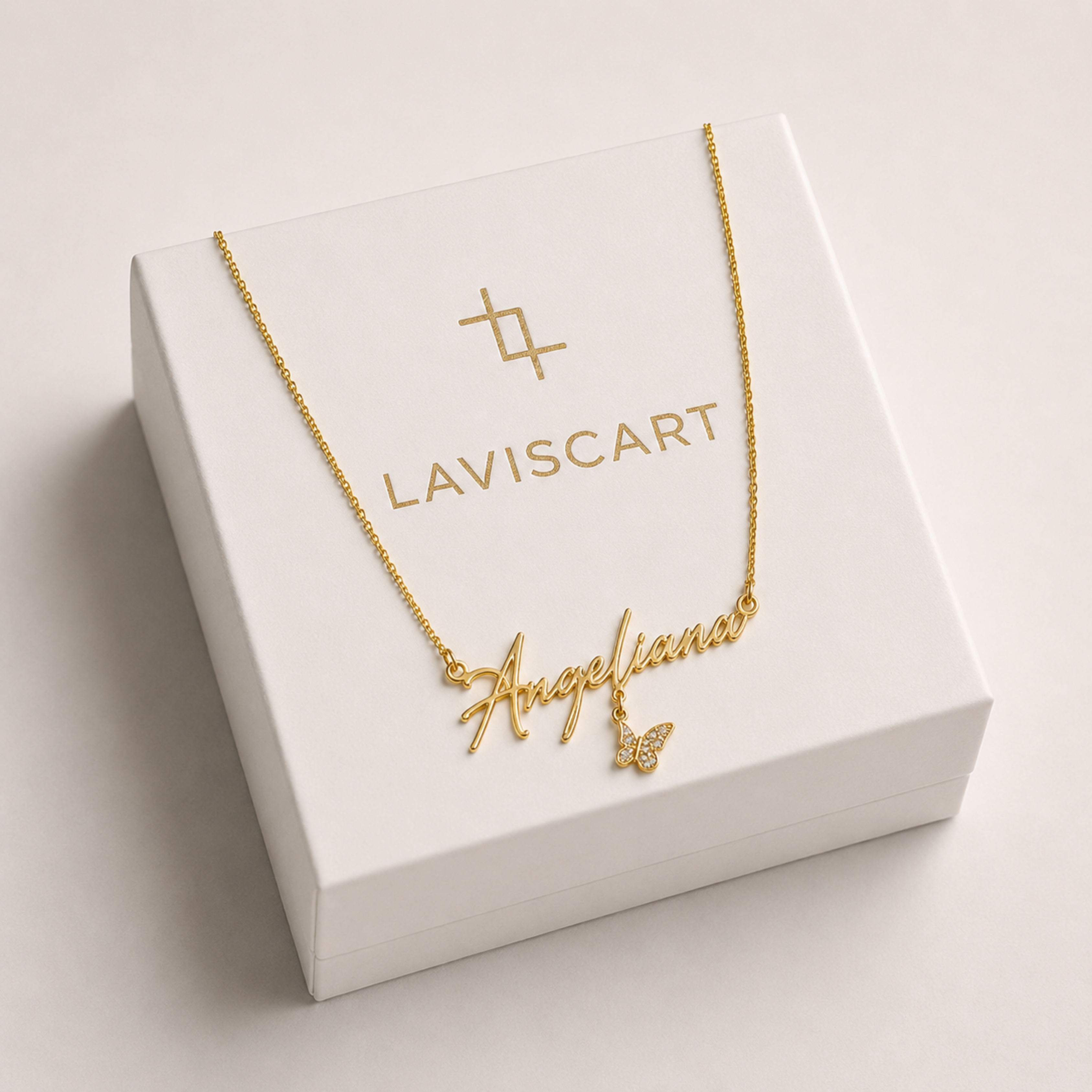 Name Necklace With Butterfly Charm