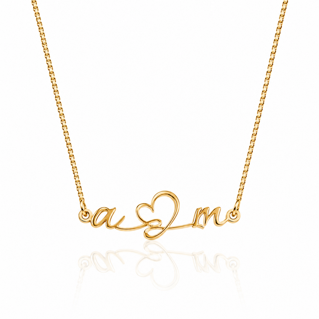 Couple Initial Heart Necklace