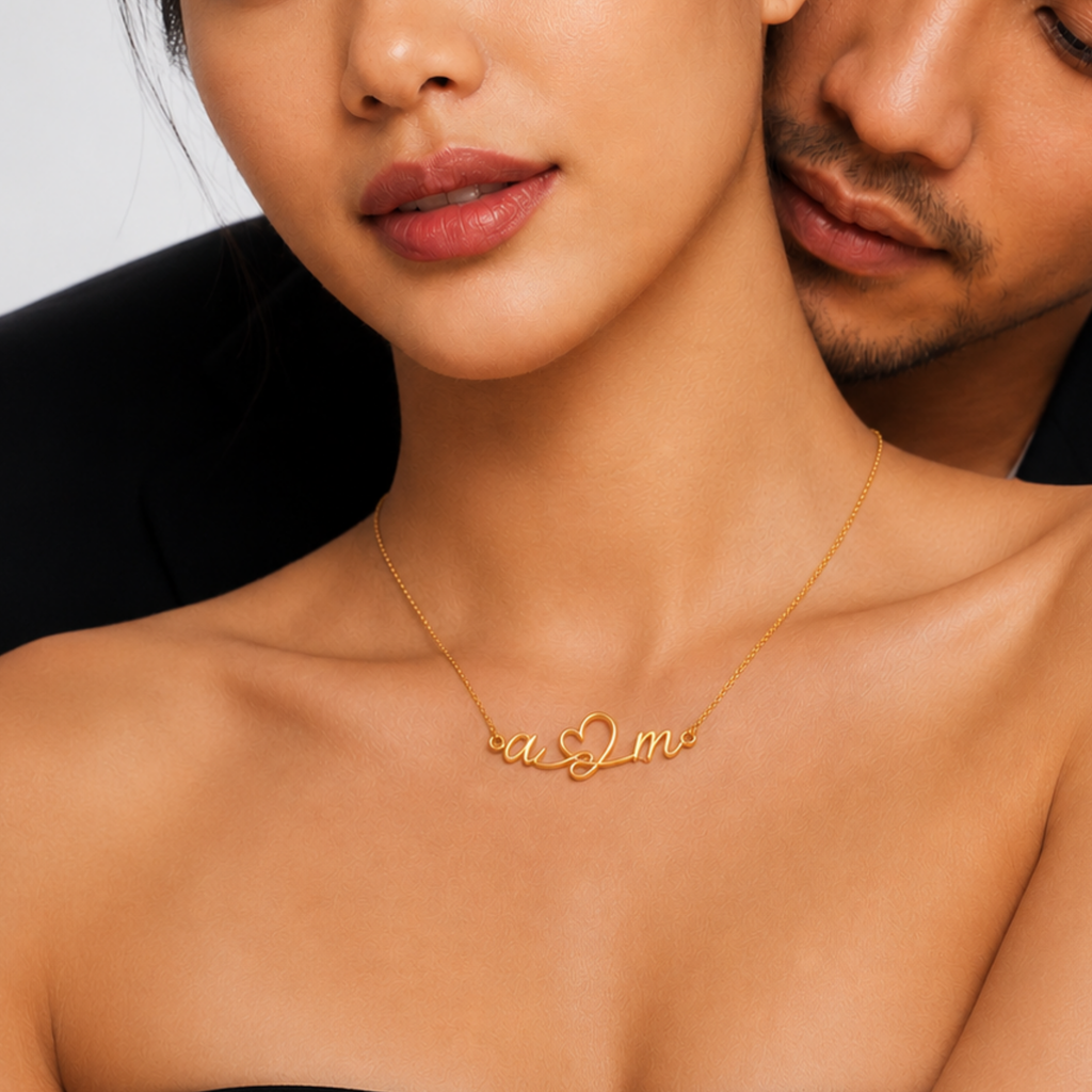 Couple Initial Heart Necklace
