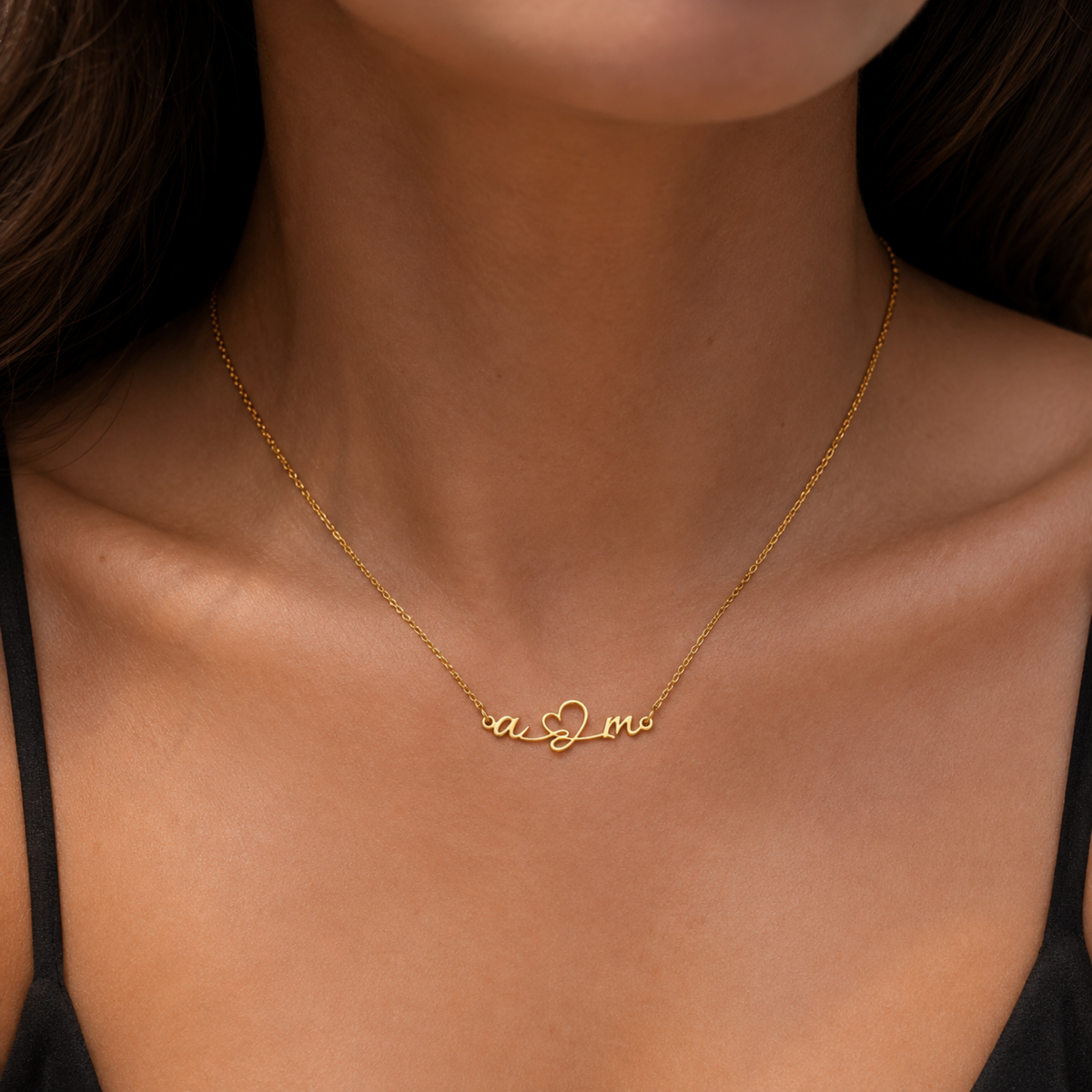 Couple Initial Heart Necklace