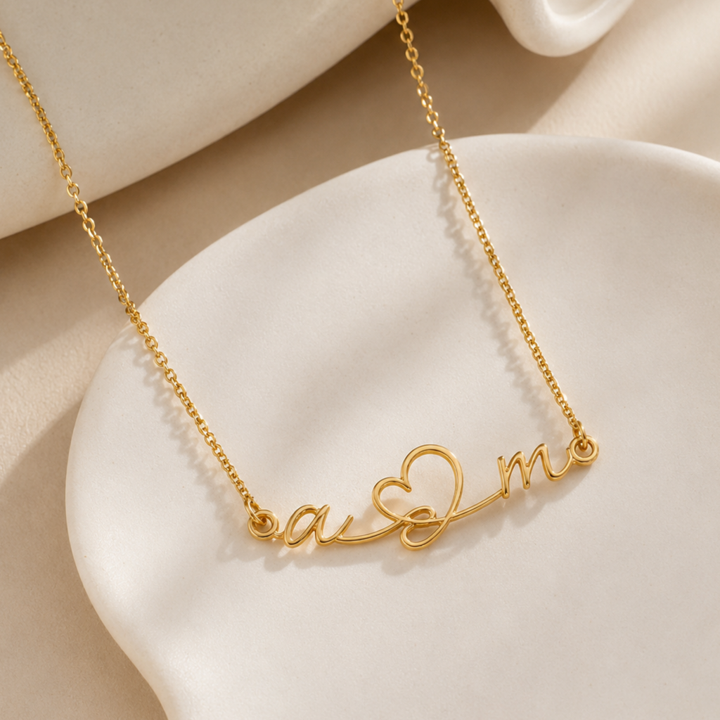 Couple Initial Heart Necklace